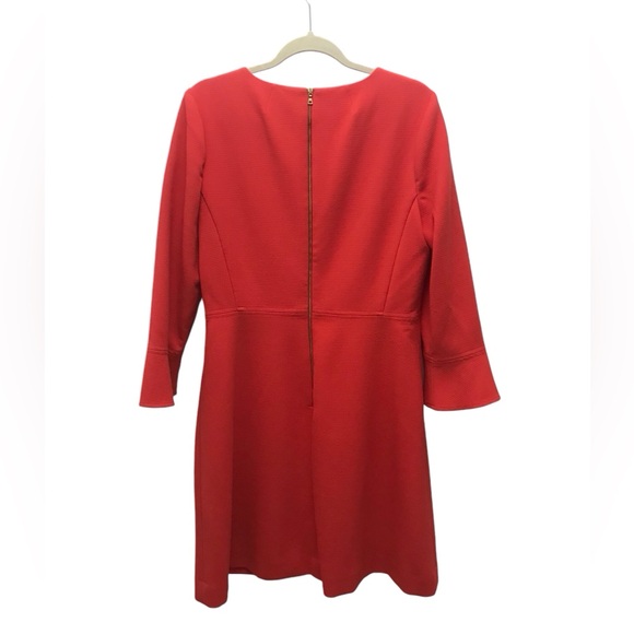 J. Crew Bell-Sleeve Crepe Suiting Coral Red Dress 12T - Picture 3 of 6